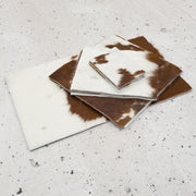 Bi Color Brown and Off White Hair on Cow Hide Pre-cuts, | The Leather Guy