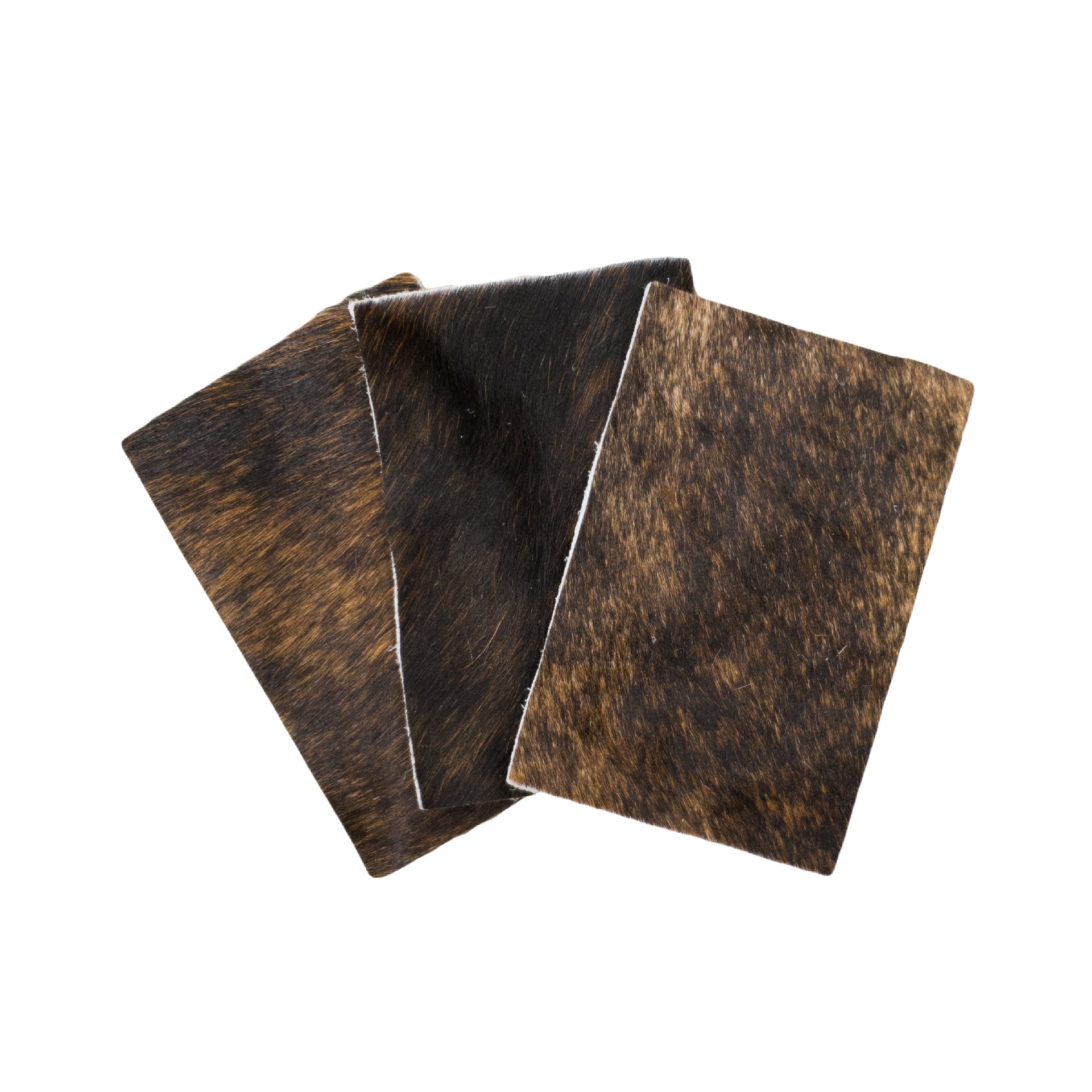Dark Brindle Brown, Black, and Off-White Hair on Cow Hide Pre-cut, | The Leather Guy