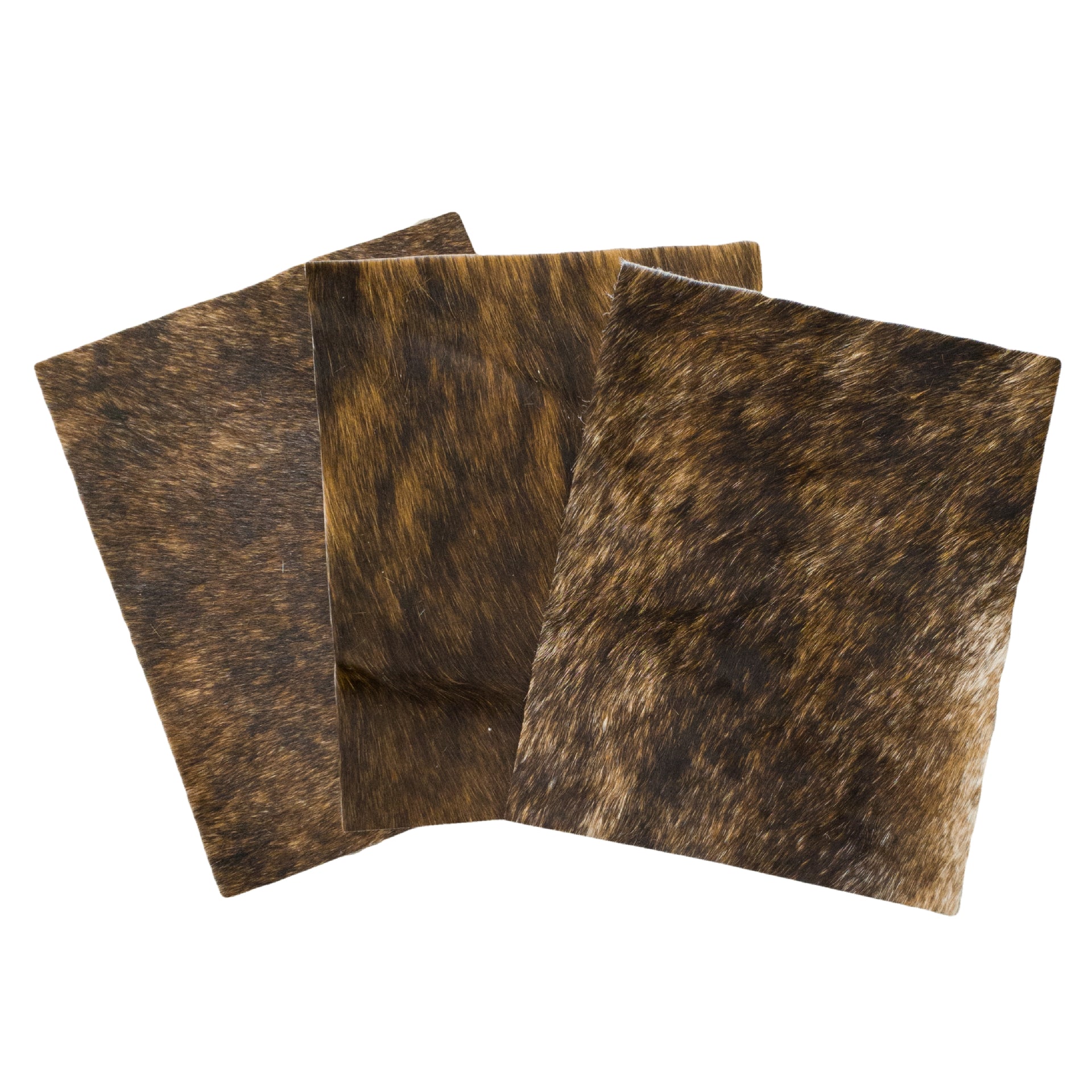 Dark Brindle Brown, Black, and Off-White Hair on Cow Hide Pre-cut, | The Leather Guy