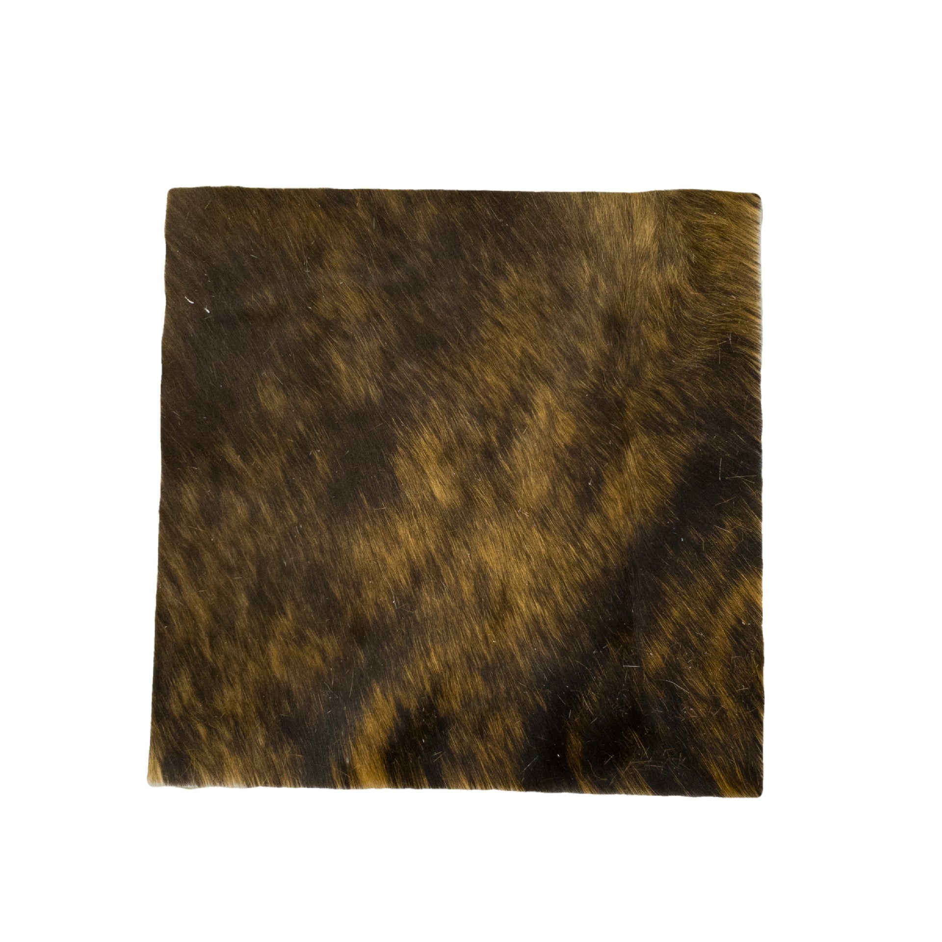 Dark Brindle Brown, Black, and Off-White Hair on Cow Hide Pre-cut, 12 x 12 | The Leather Guy