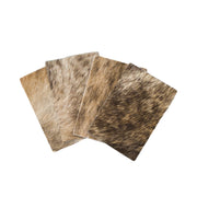 Light Brindle Brown, Black, and Off-White Hair on Cow Hide Pre-cut, | The Leather Guy