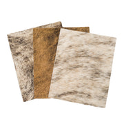 Light Brindle Brown, Black, and Off-White Hair on Cow Hide Pre-cut, | The Leather Guy