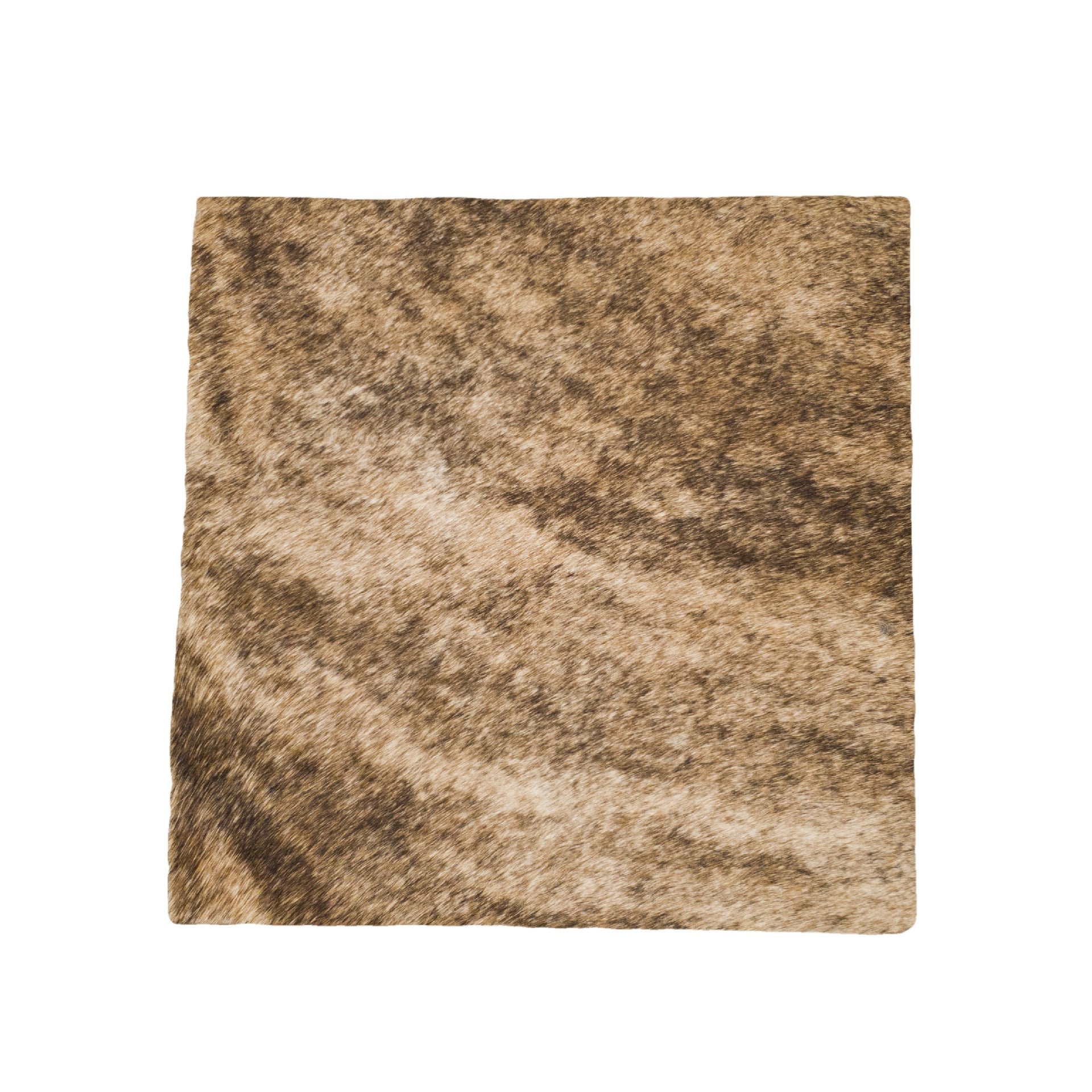 Light Brindle Brown, Black, and Off-White Hair on Cow Hide Pre-cut, 12 x 12 | The Leather Guy