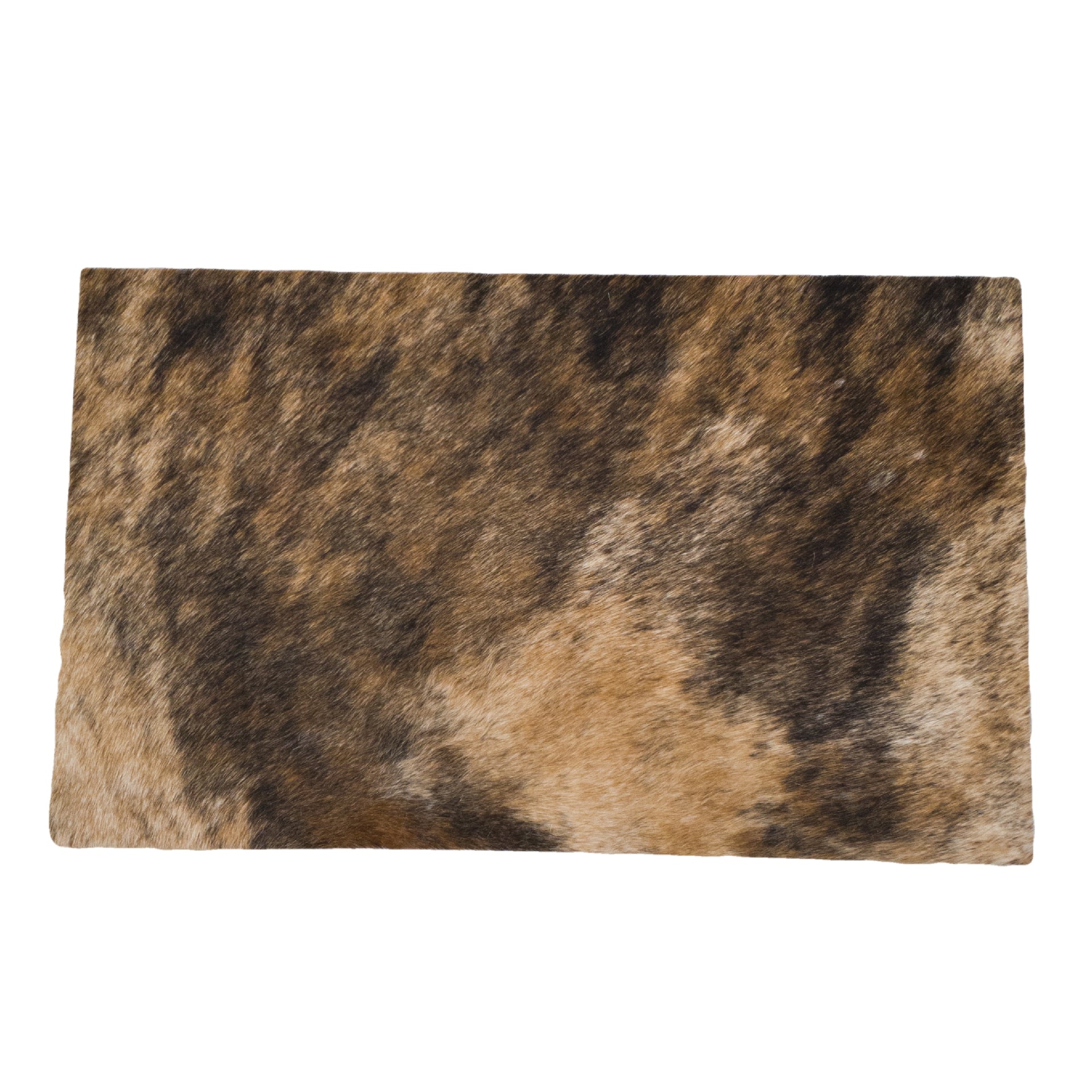 Light Brindle Brown, Black, and Off-White Hair on Cow Hide Pre-cut, 20 x 12.25 | The Leather Guy