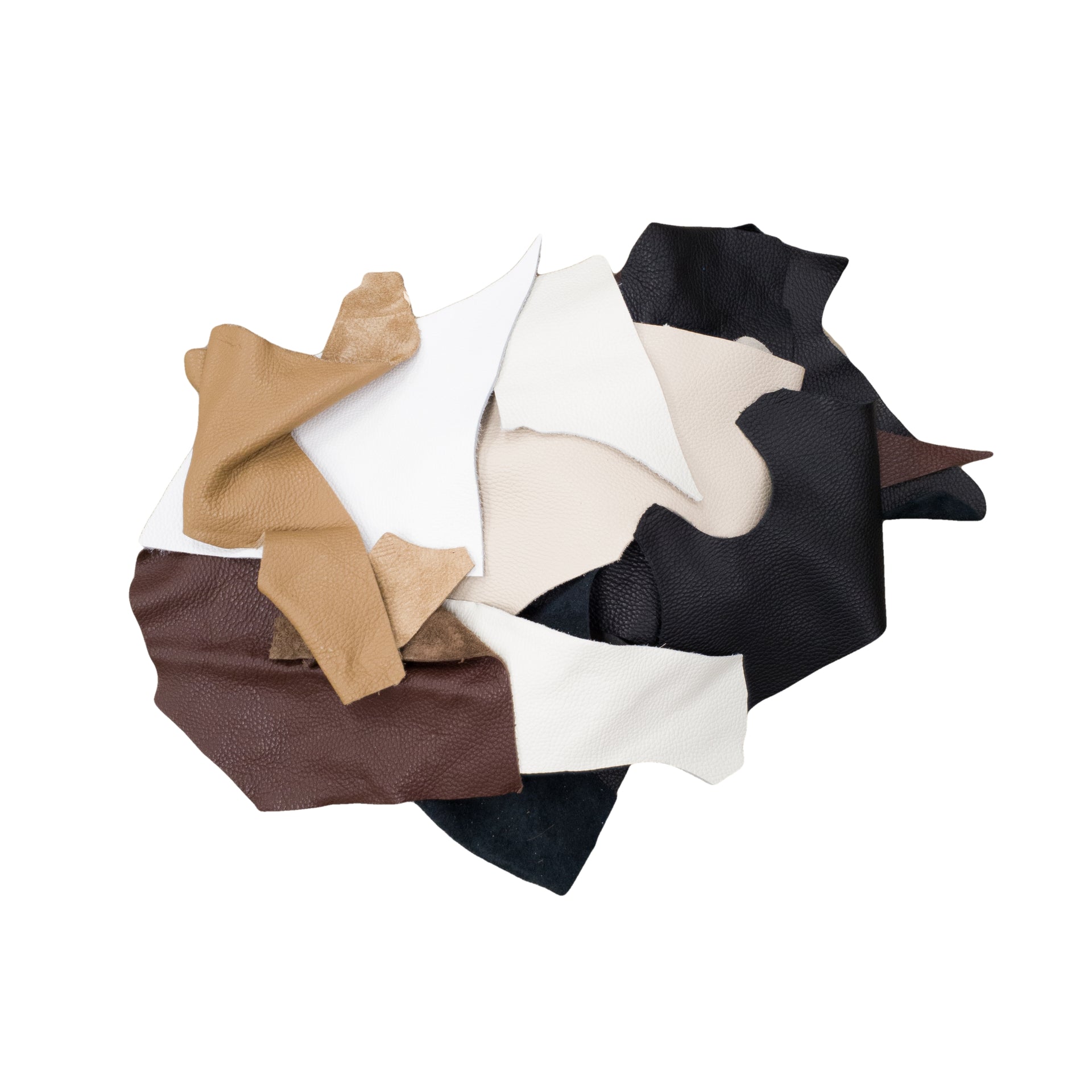 Multi Colored, 1 pound Tried n True Cowhide Scrap Bag, Neutral Shades | The Leather Guy