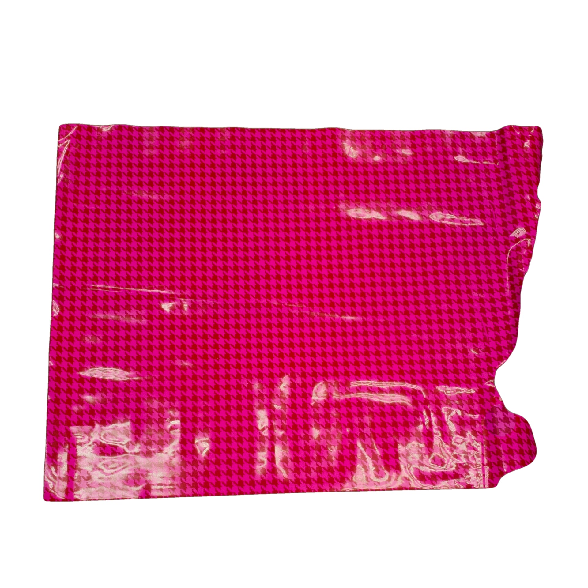 Spade Collection, Patent Cow Handbag Leather, Sides and Project Pieces, KS-Pretty in Pink Houndstooth (3-4 oz) / Project Piece (Middle) / 6.5-7.5 Sq Ft | The Leather Guy