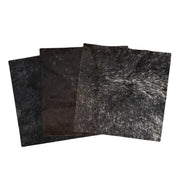 Peppered Dark Brown to Black Hair on Cow Hide Pre-cuts, | The Leather Guy
