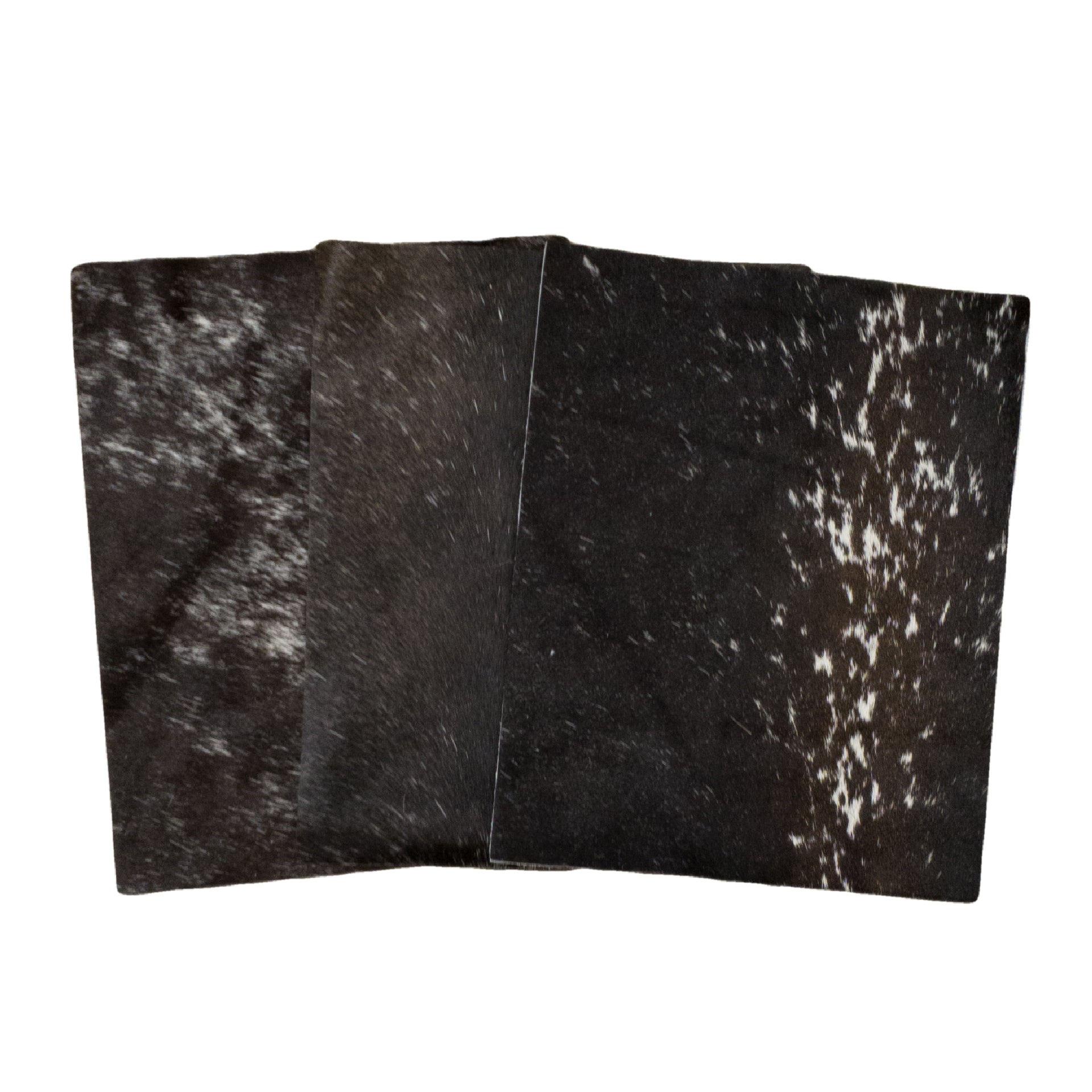 Peppered Dark Brown to Black Hair on Cow Hide Pre-cuts, | The Leather Guy