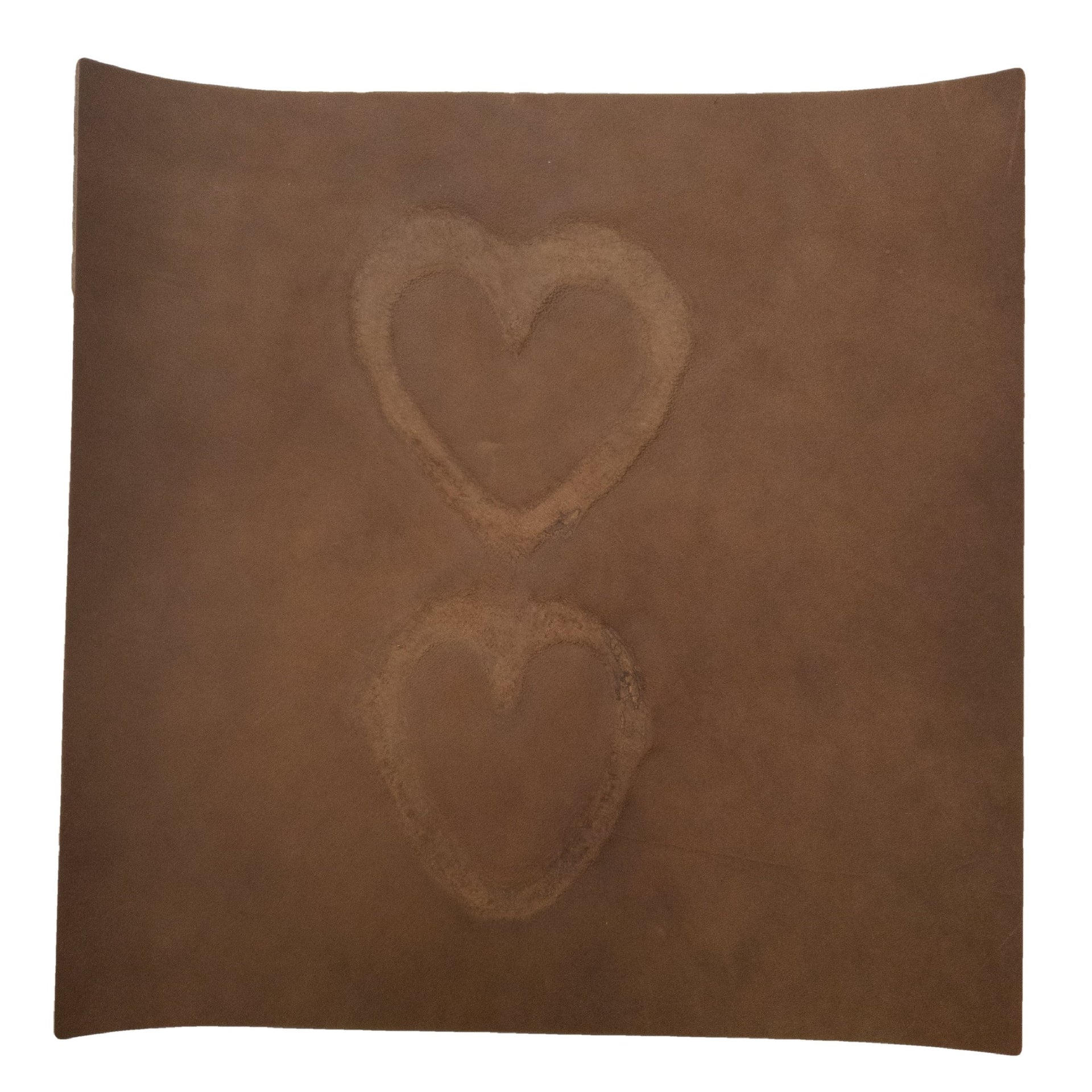 Grunge Branded Pre-cuts, 5-6 oz Oil Tan, Limited Stock Pre-cuts, (12"x12") Double Hearts - Oil Tan | The Leather Guy