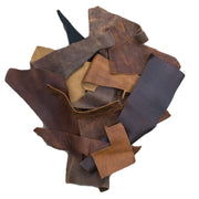 Mixed Cowhide Rustic Cowboy Scrap, 1 hand - 1 Sq Ft, 4-8 oz , Chrome Tanned Remnant Bags, | The Leather Guy