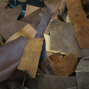 Mixed Cowhide Rustic Cowboy Scrap, 1 hand - 1 Sq Ft, 4-8 oz , Chrome Tanned Remnant Bags, | The Leather Guy