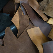 Mixed Cowhide Rustic Cowboy Scrap, 1 hand - 1 Sq Ft, 4-8 oz , Chrome Tanned Remnant Bags, | The Leather Guy