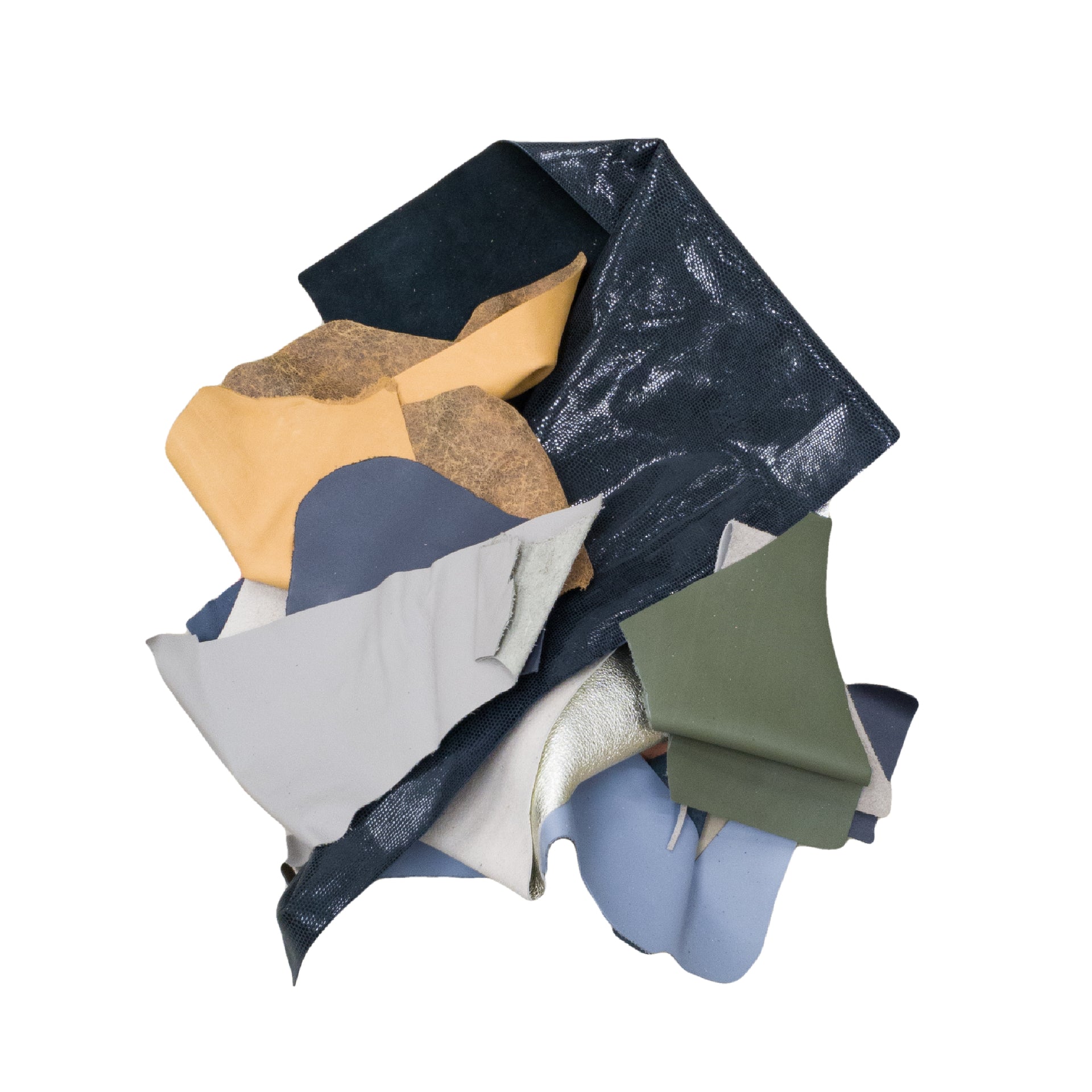Multi-Colored & Multi-textured, Fashion Calf/Cow Hide, 1 pound Scrap Bag, | The Leather Guy
