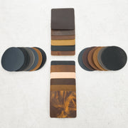 6pk Earth Toned Oil Tanned Leather Coaster Set | Rustic Leather Coasters, | The Leather Guy