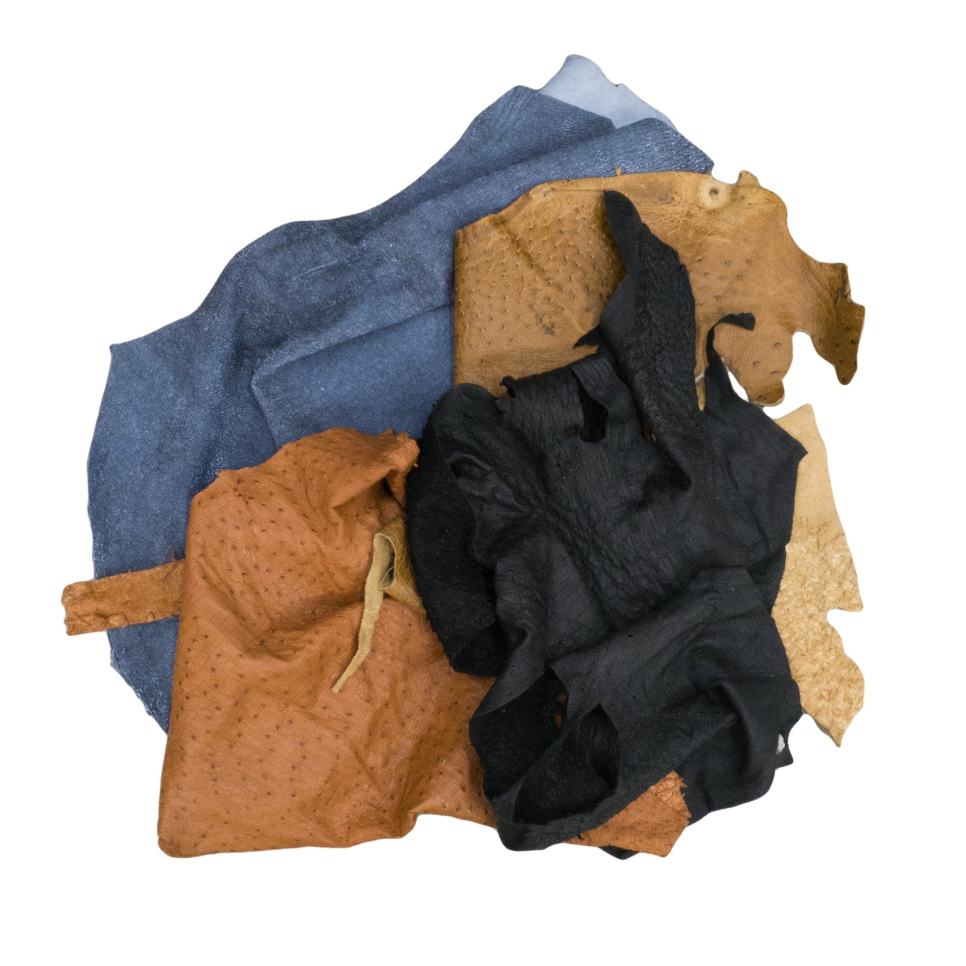 Genuine Ostrich Leather Scrap Remnant Bags- 1 - 3 oz Color Mix, Mix / X-Large Pieces / 1 lb | The Leather Guy