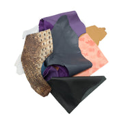 Multi-Colored & Multi-textured, Fashion Calf/Cow Hide, 1 pound Scrap Bag, | The Leather Guy