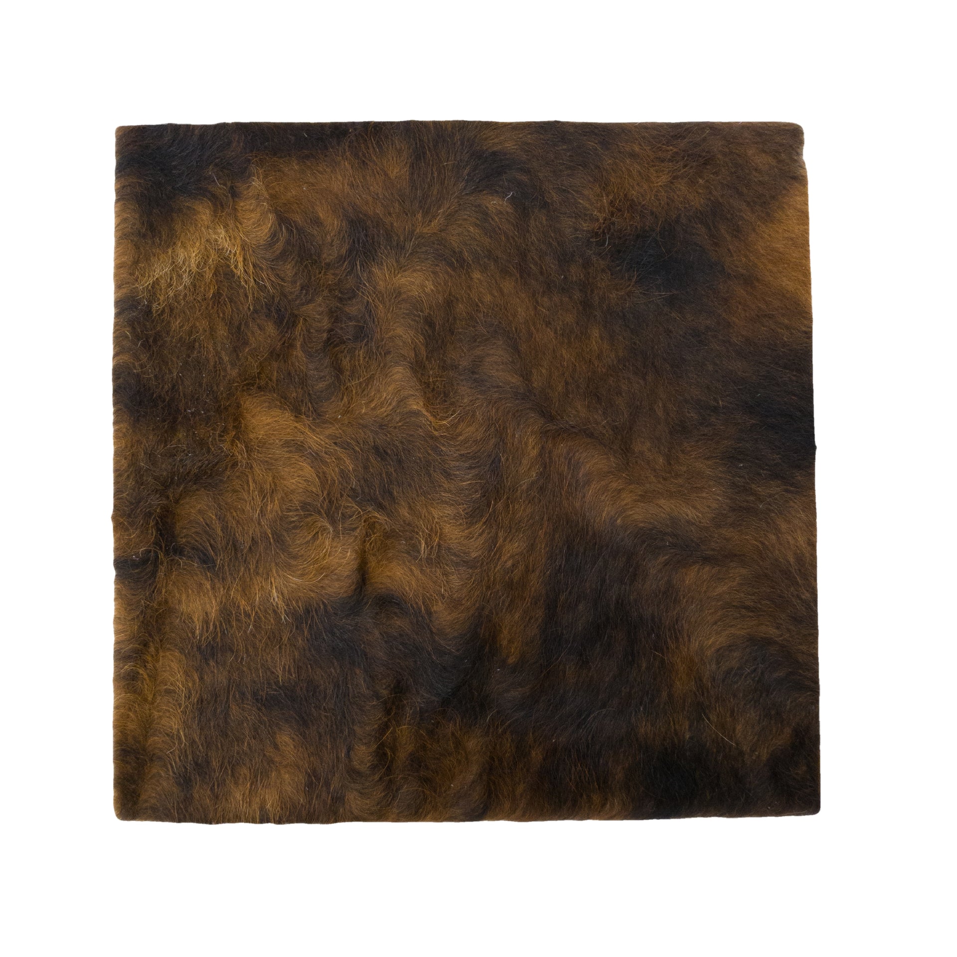 Dark Brindle Hair on Cow Hide Pre-Cuts – Brown, Black & Off-White, 12 x 12 | The Leather Guy