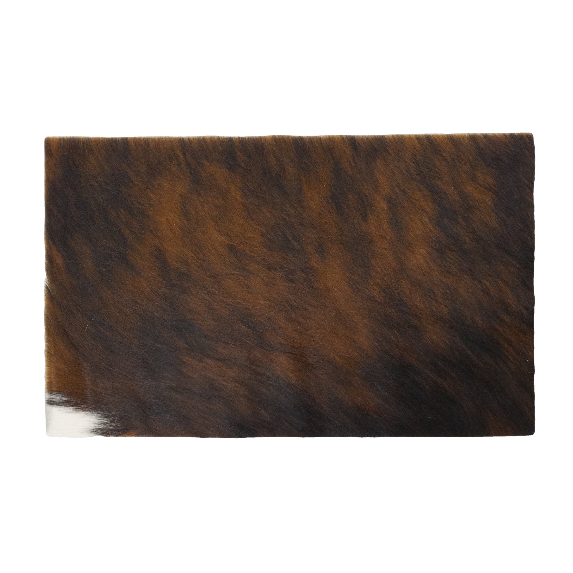 Dark Brindle Hair on Cow Hide Pre-Cuts – Brown, Black & Off-White, 12.25 x 20 | The Leather Guy