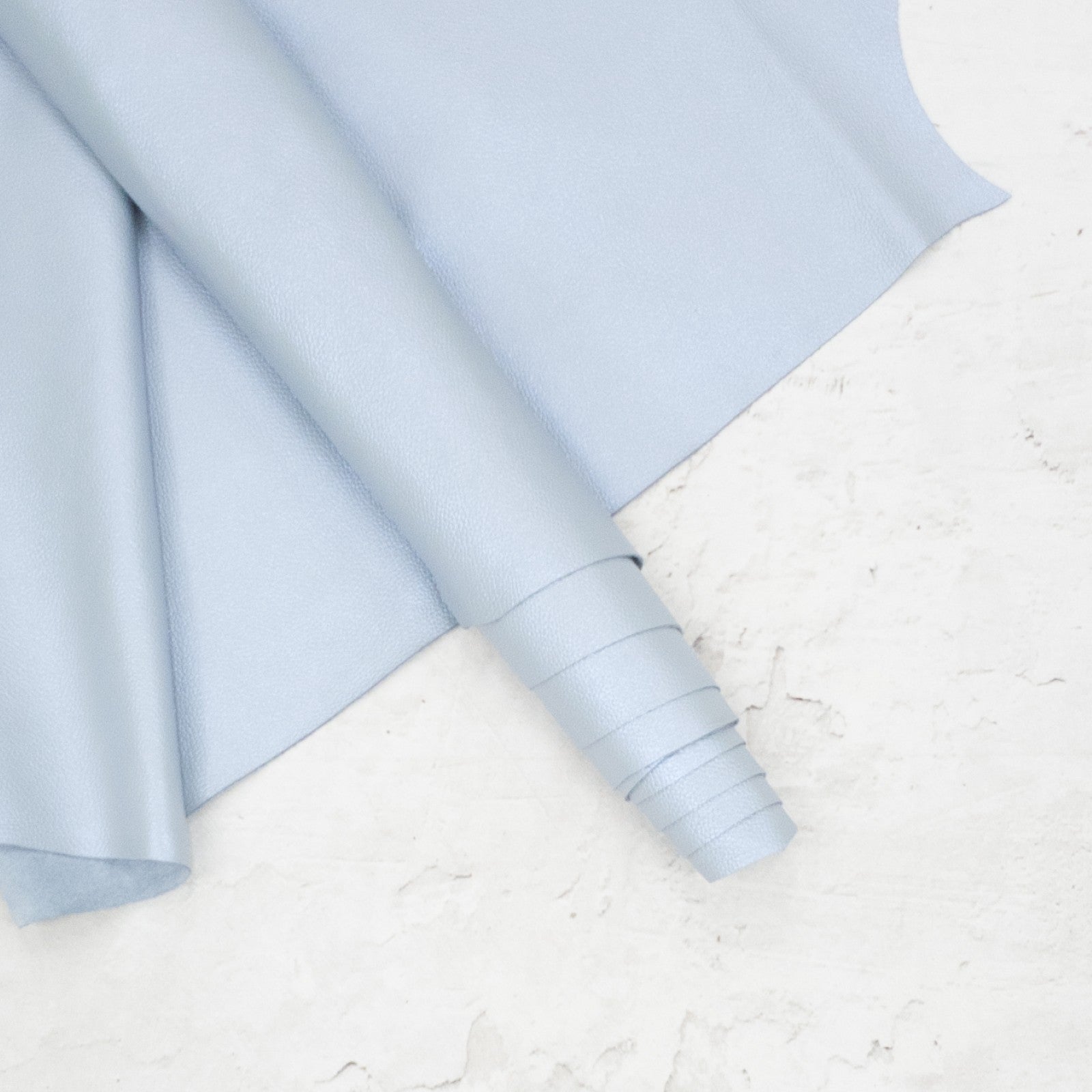 Soft Blue Cowhide Leather – Pebble Grain 3–4 oz | Bluebell Dew, | The Leather Guy