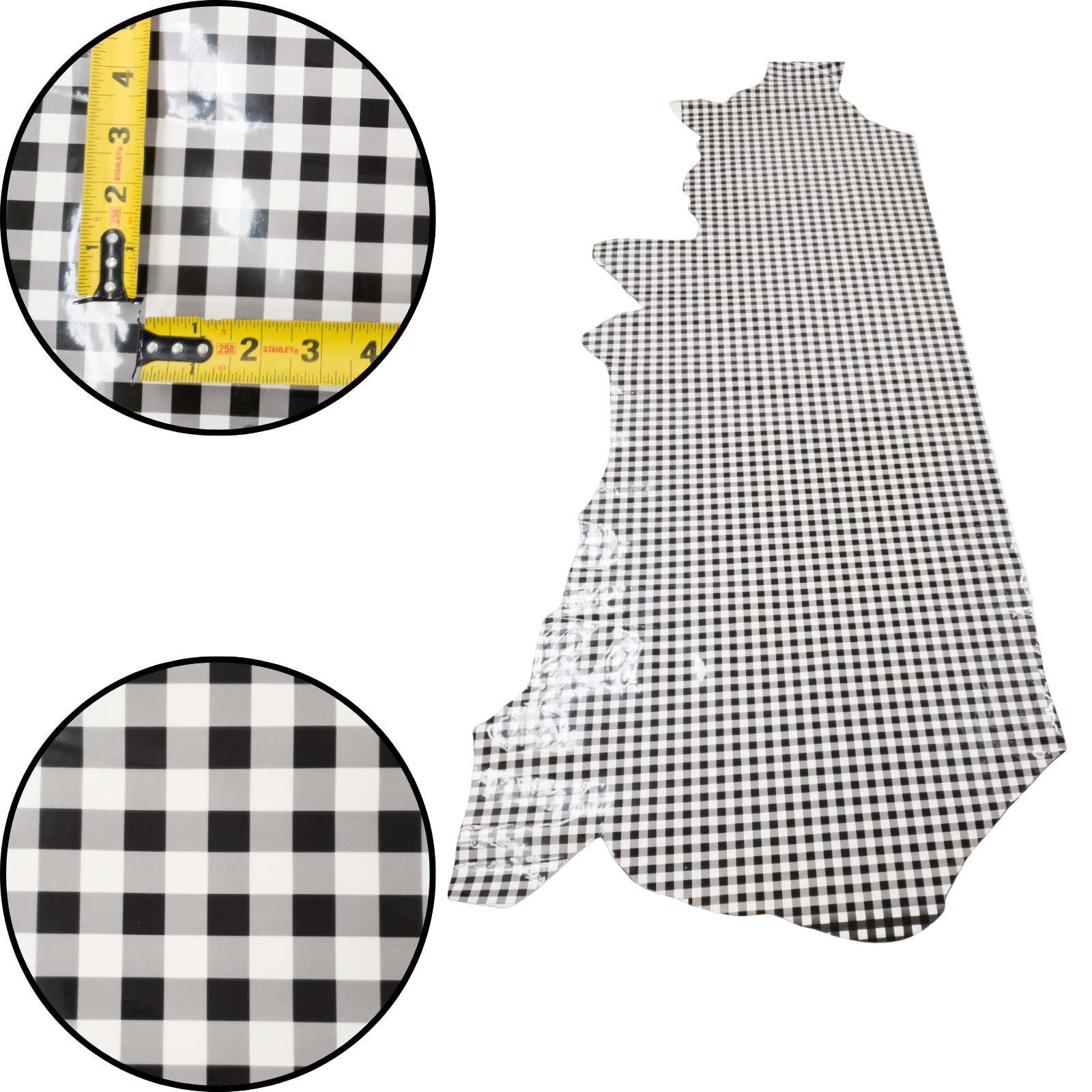 Spade Collection, Patent Cow Handbag Leather, Sides and Project Pieces, Large Black Gingham / Side / 18-20 Sq Ft | The Leather Guy