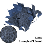 Genuine Giraffe Leather, 4.5 - 5.5 oz, Chrome Tan Scrap, Blue / Large / 1 lb | The Leather Guy