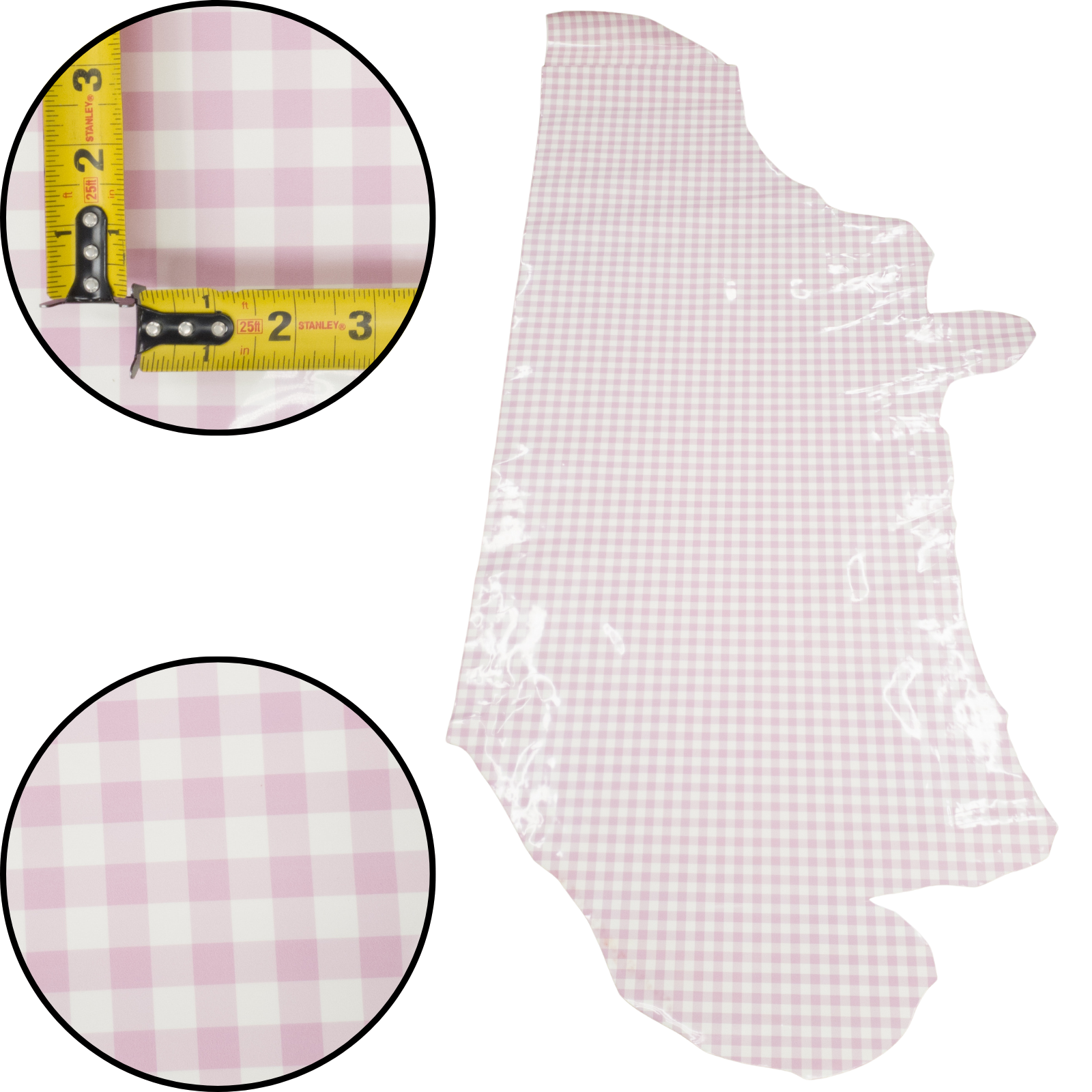 Spade Collection, Patent Cow Handbag Leather, Sides and Project Pieces, Large Pink Gingham / Side / 15-17 Sq Ft | The Leather Guy