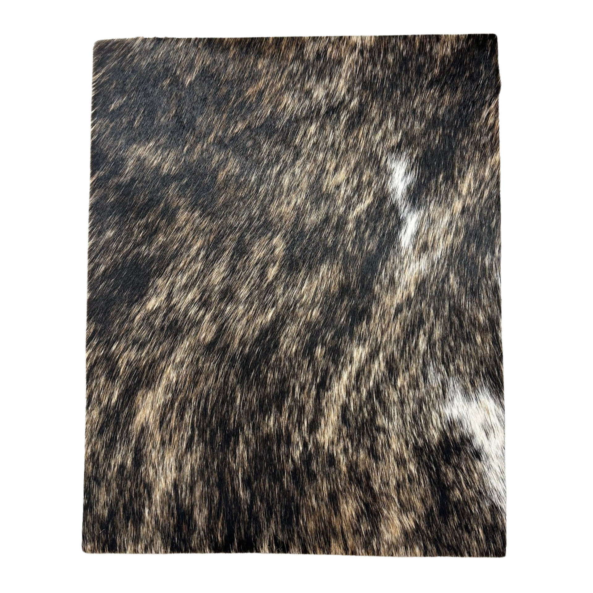 Light Brindle Brown, Black, and Off-White Hair on Cow Hide Pre-cut,  | The Leather Guy