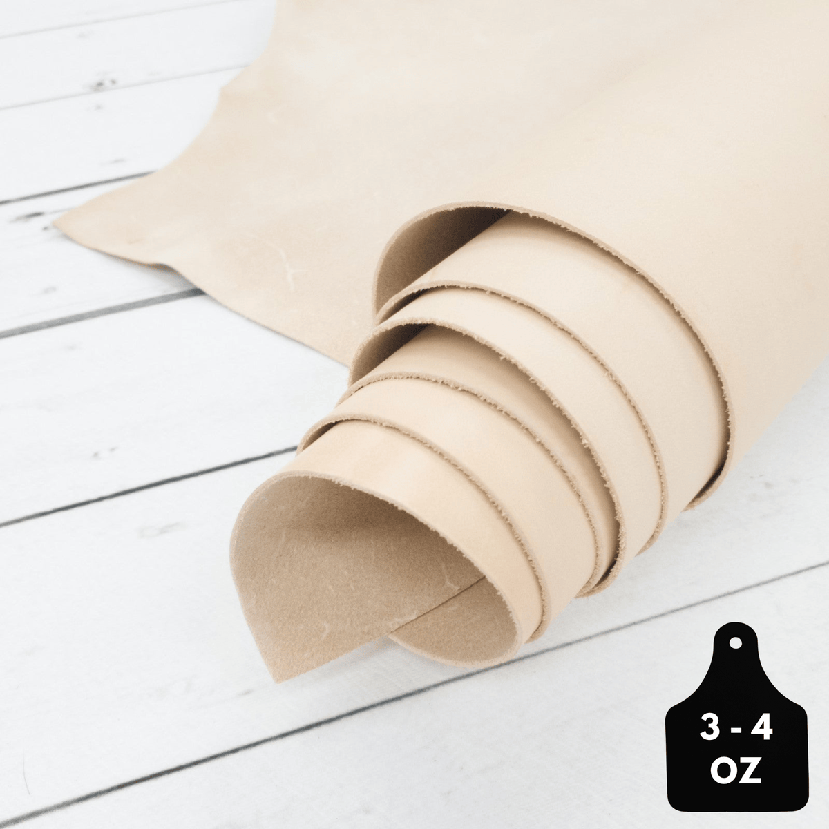 Natural Veg Tan Cowhide Leather – 3–4 oz Sides & Pieces | Artisan's Choice, | The Leather Guy
