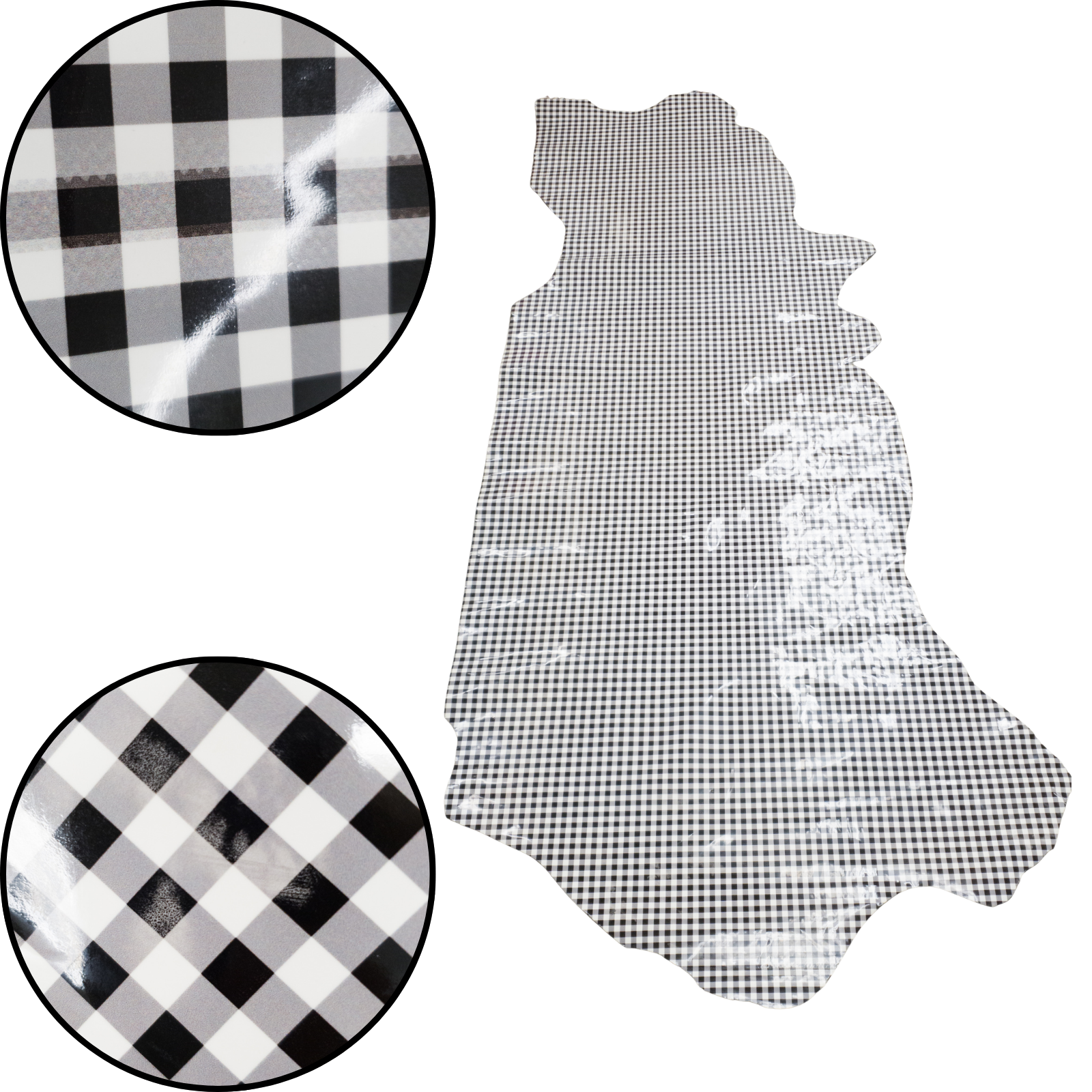 Spade Collection, Patent Cow Handbag Leather, Sides and Project Pieces, Small Black Gingham / Side / 18-20 Sq Ft Low-Grade | The Leather Guy