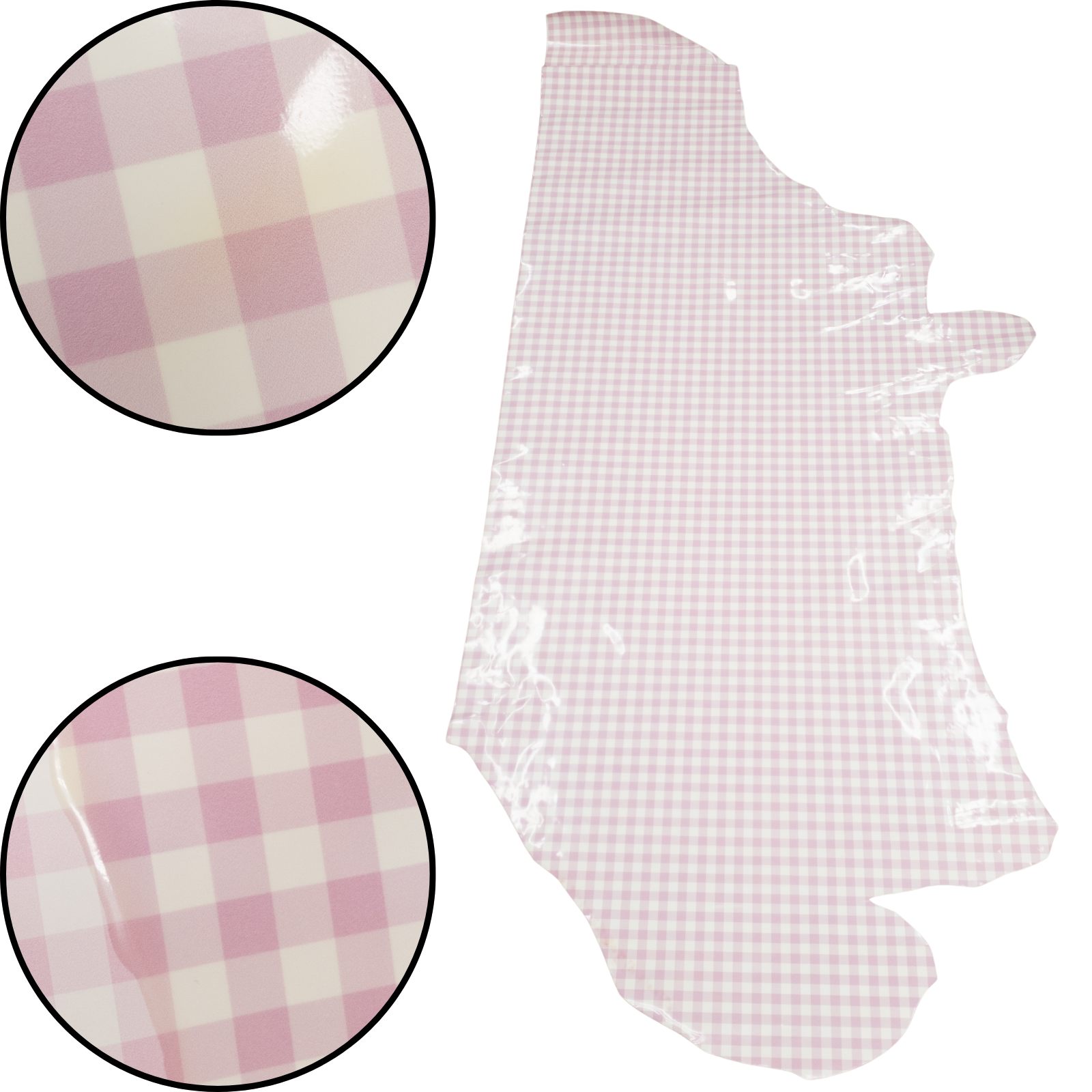Spade Collection, Patent Cow Handbag Leather, Sides and Project Pieces, Large Pink Gingham / Side / 21-23 Sq Ft Low-Grade | The Leather Guy