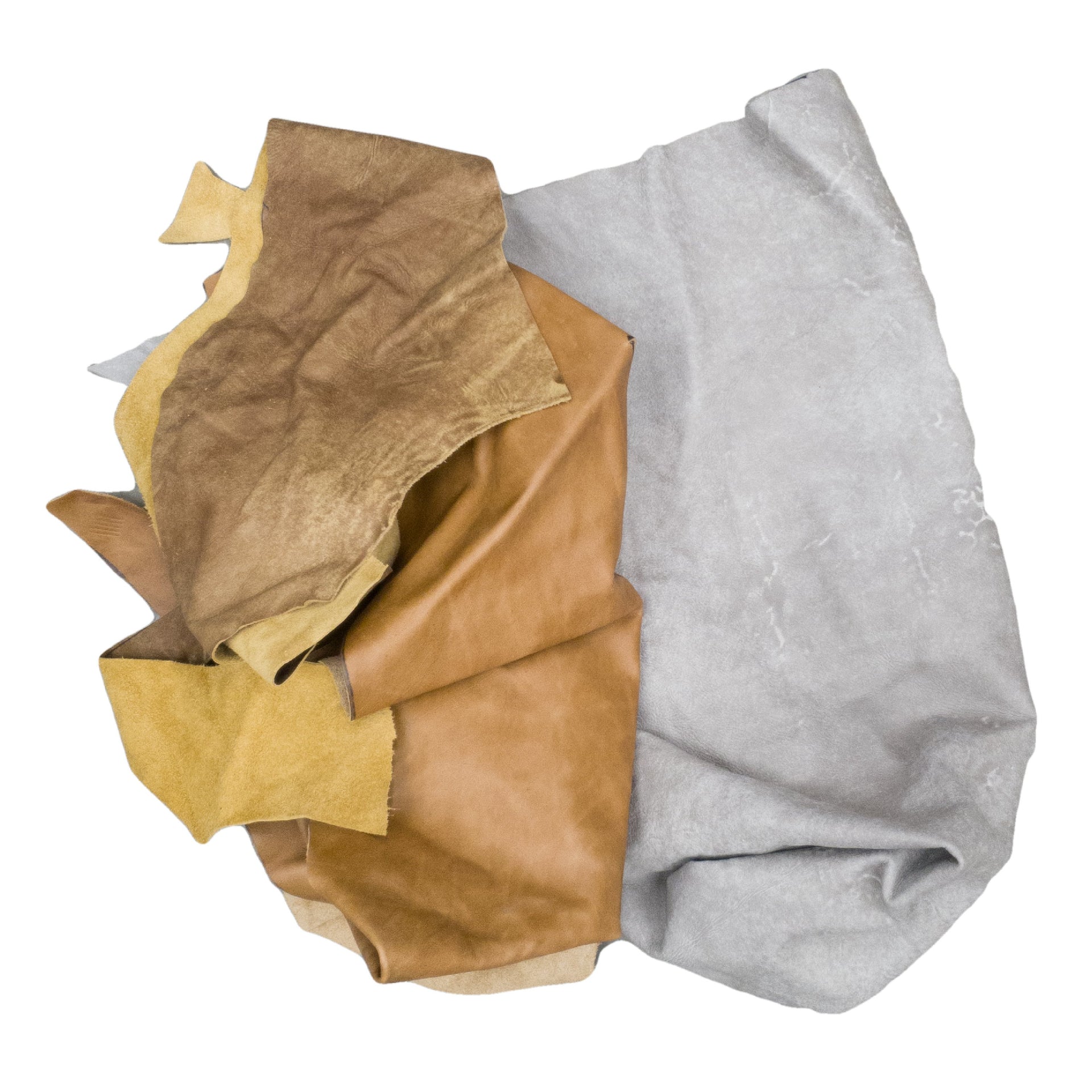 Upholstery Scrap Remnant Bags - 3-4 oz Color Mix, Light-Med Brown Miix / Large Pieces / 1 lb | The Leather Guy
