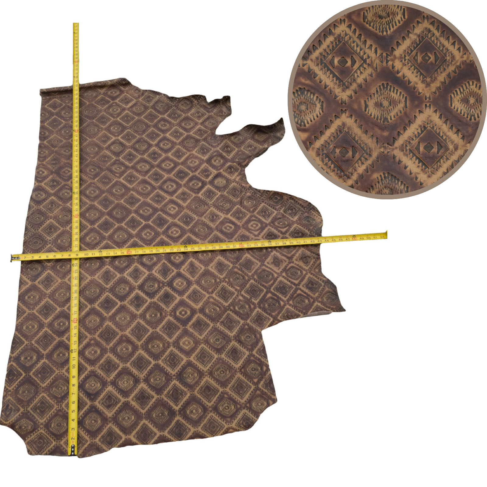 Fashion Embossed, 2-20 Sq Ft, Non-Stock Handbag Cowhide Sides and Project Pieces, Mahogany Diamond / 12 / 1 | The Leather Guy