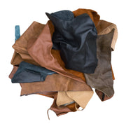 Upholstery Scrap Remnant Bags - 3-4 oz Color Mix, Med-Dark Brown Mix / Small Pieces / 1 lb | The Leather Guy