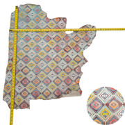 Fashion Embossed, 2-10 Sq Ft, Non-Stock Handbag Cowhide Project Pieces, Rainbow Diamond / 4.75 | The Leather Guy