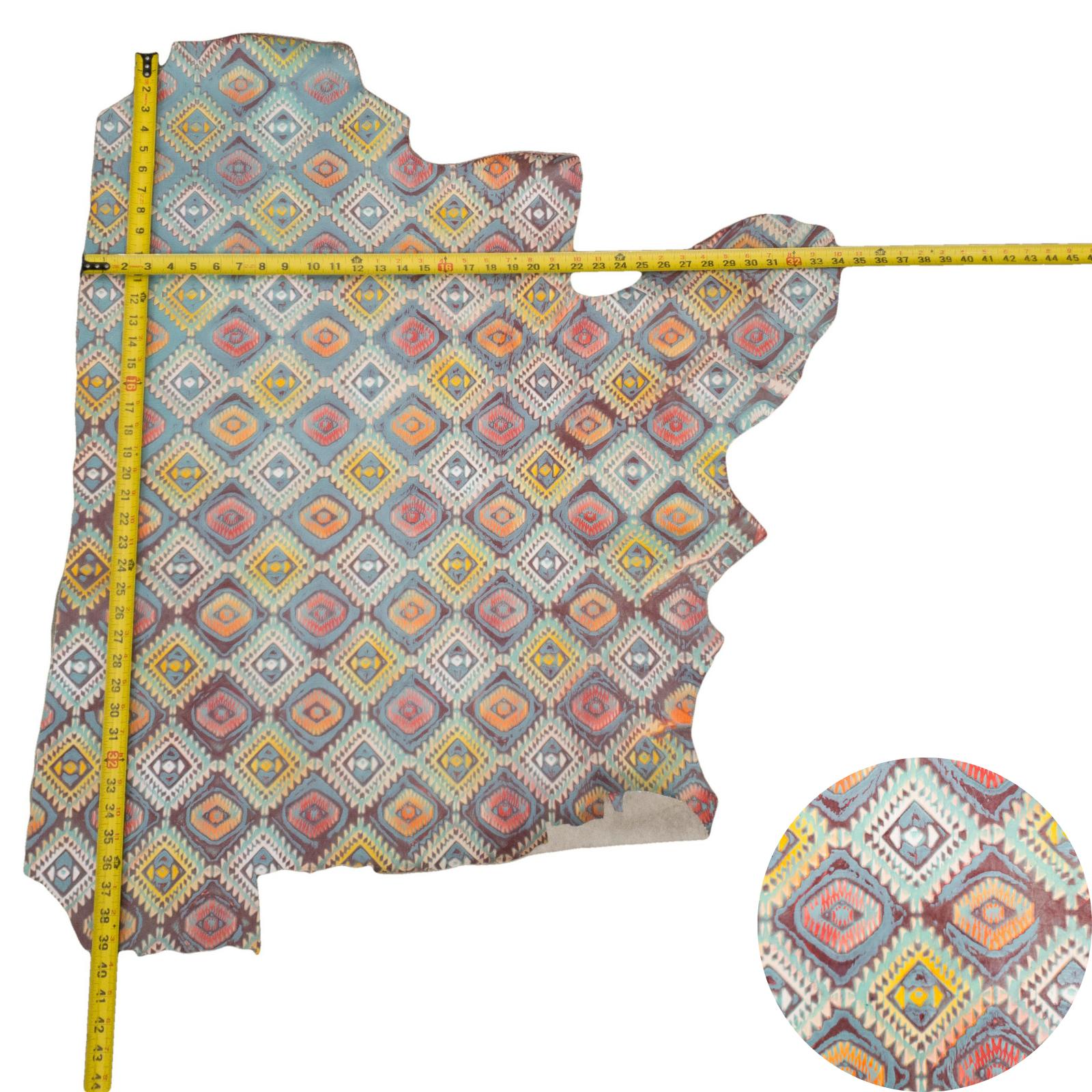 Fashion Embossed, 2-10 Sq Ft, Non-Stock Handbag Cowhide Project Pieces, Rainbow Diamond / 4.75 | The Leather Guy