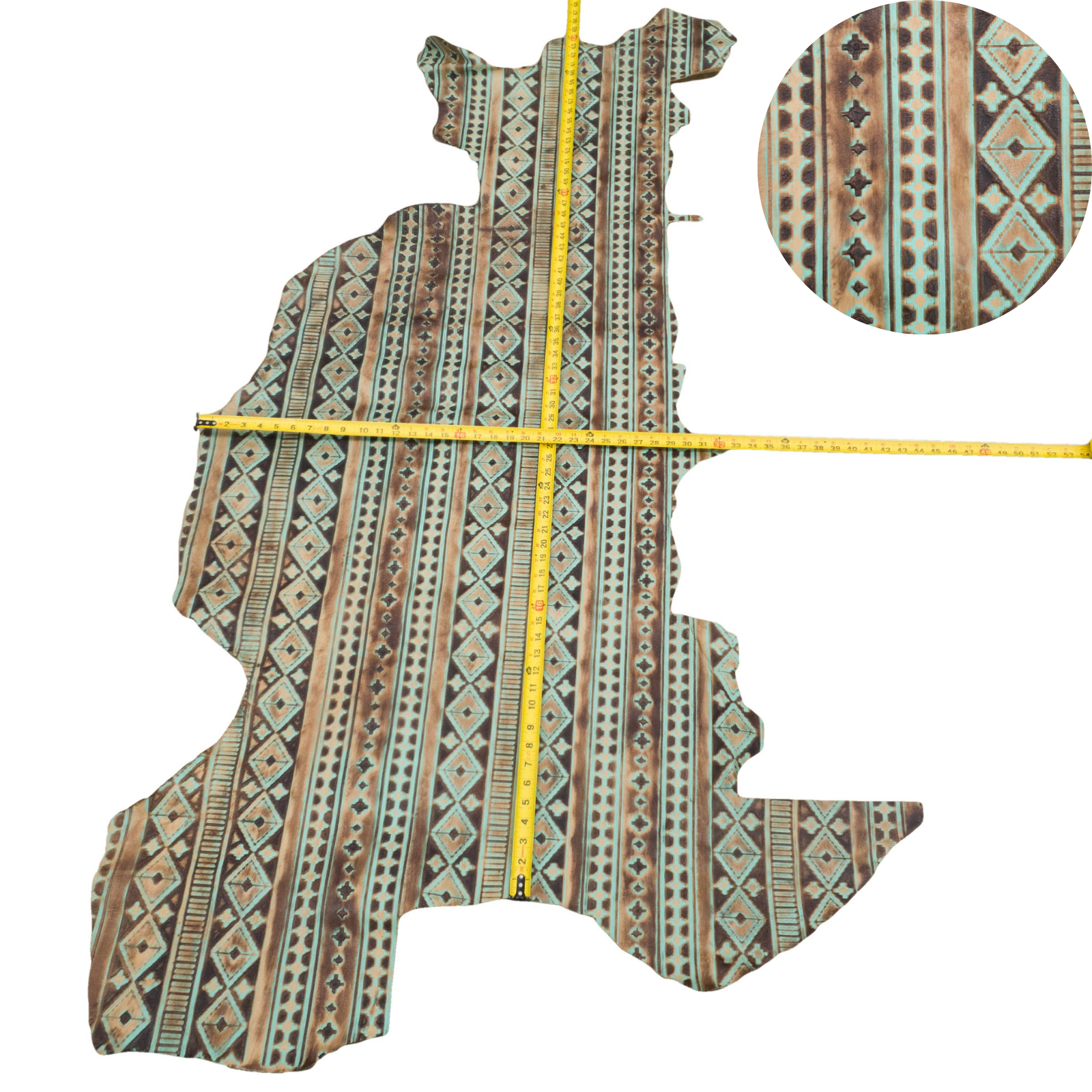 Fashion Embossed, 2-10 Sq Ft, Non-Stock Handbag Cowhide Project Pieces, Wanderlust Turquoise / 10 | The Leather Guy