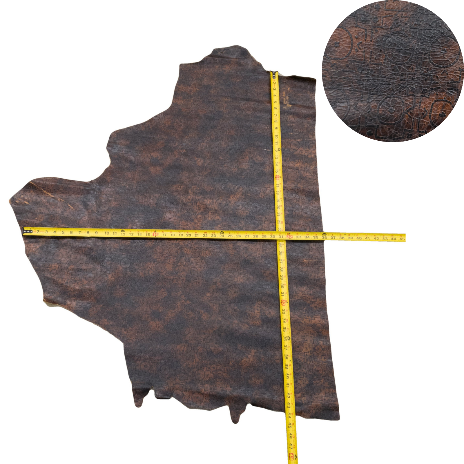 Fashion Embossed, 2-10 Sq Ft, Non-Stock Handbag Cowhide Project Pieces, Precise Pattern Dark Brown / 6.75 | The Leather Guy