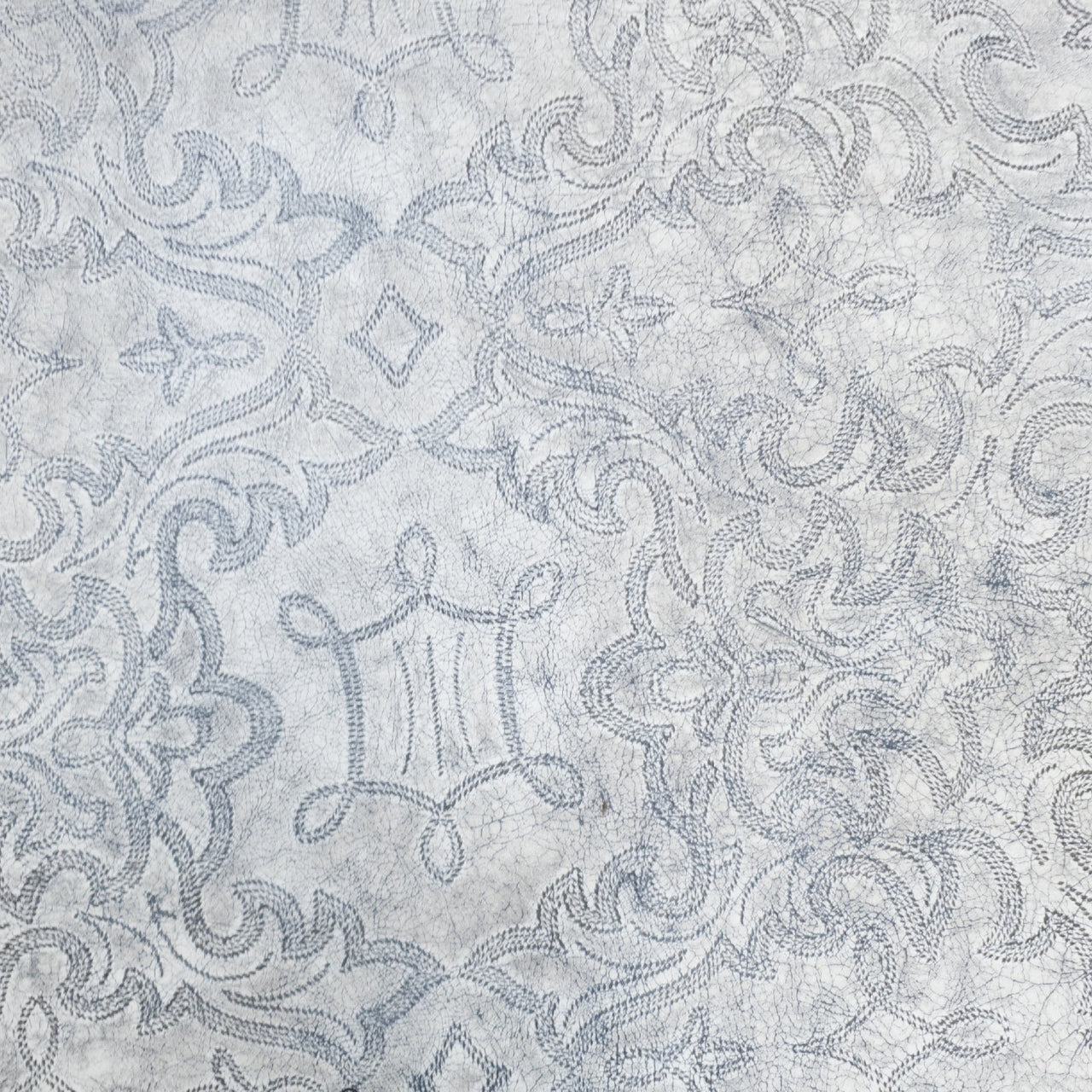 Fashion Embossed, Non-Stock Handbag Cowhide Pre-Cuts, White Crackle Denim / 4x6 | The Leather Guy