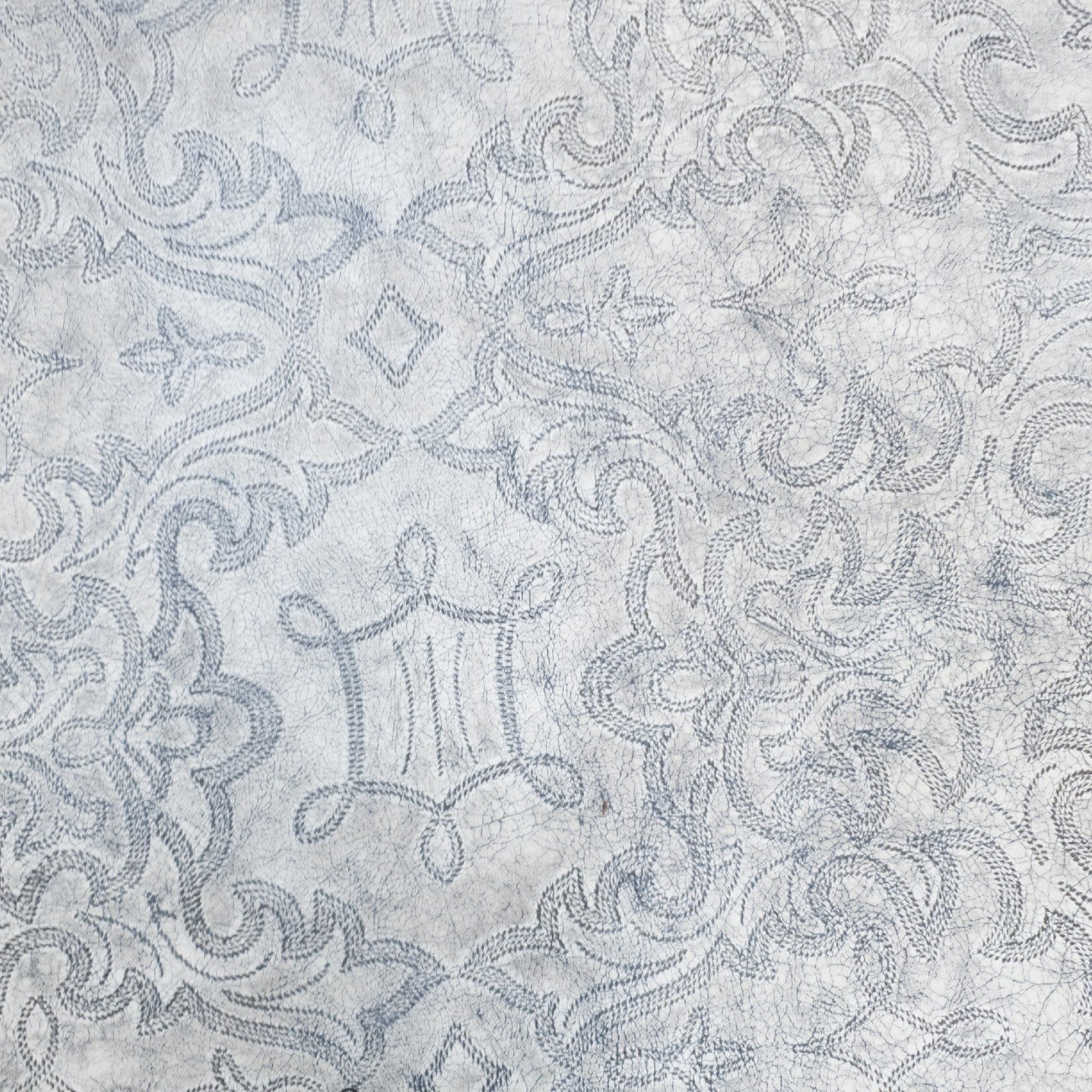 Fashion Embossed, Non-Stock Handbag Cowhide Pre-Cuts, White Crackle Denim / 4x6 | The Leather Guy