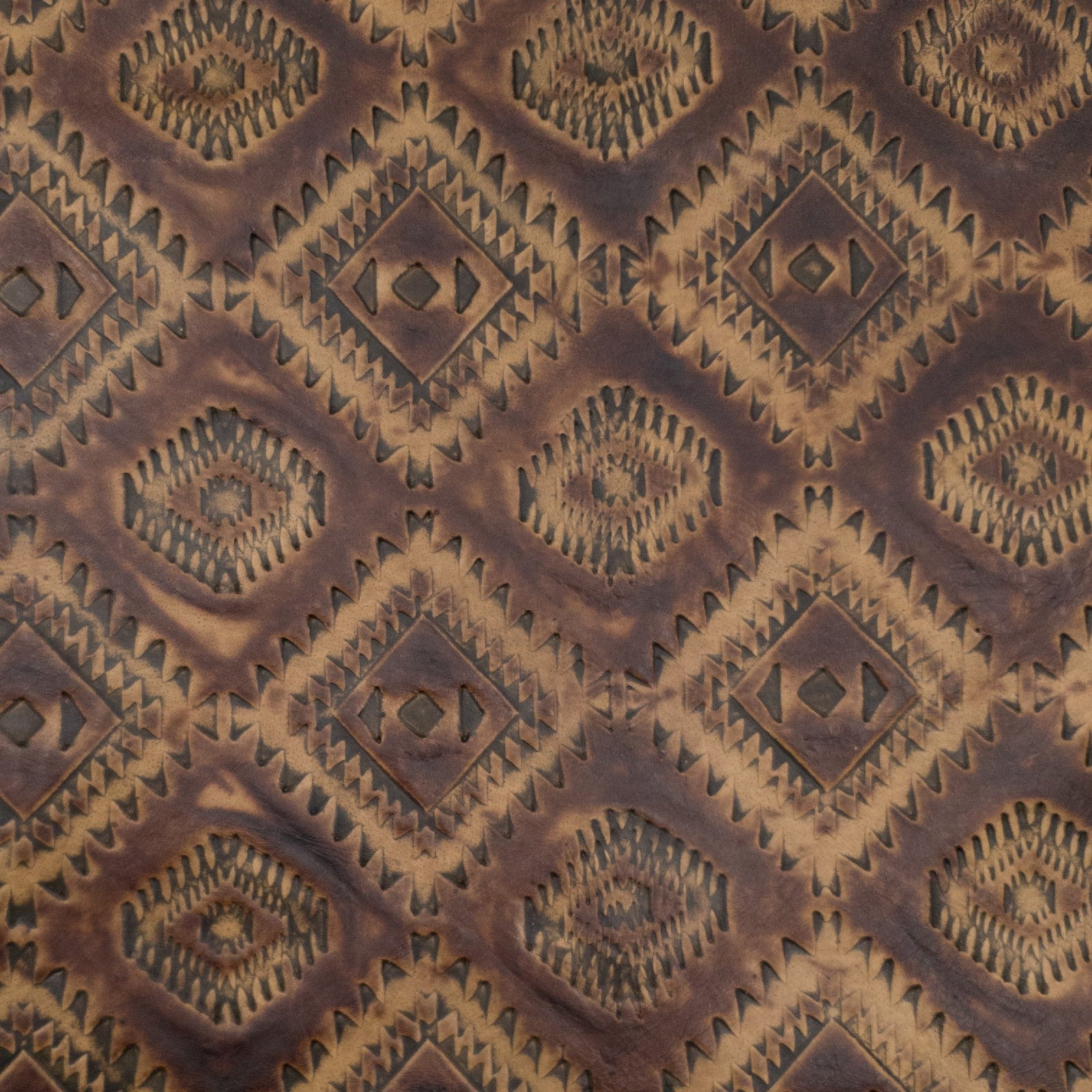 Southwest Aztec Embossed Leather Sheets – Genuine Cowhide for Handbags, Wallets & DIY Crafts, Mahogany Diamond / 4x6 | The Leather Guy