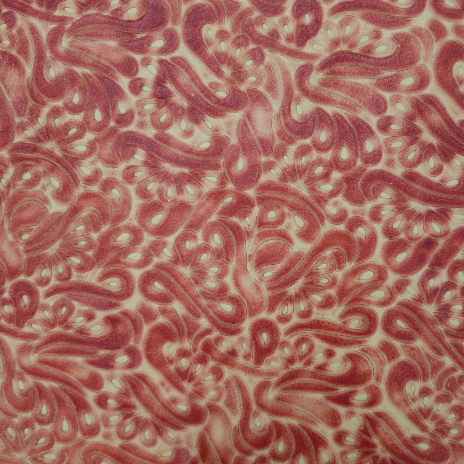 Fashion Embossed, Non-Stock Handbag Cowhide Pre-Cuts, Rust Red Swirl / 4x6 | The Leather Guy