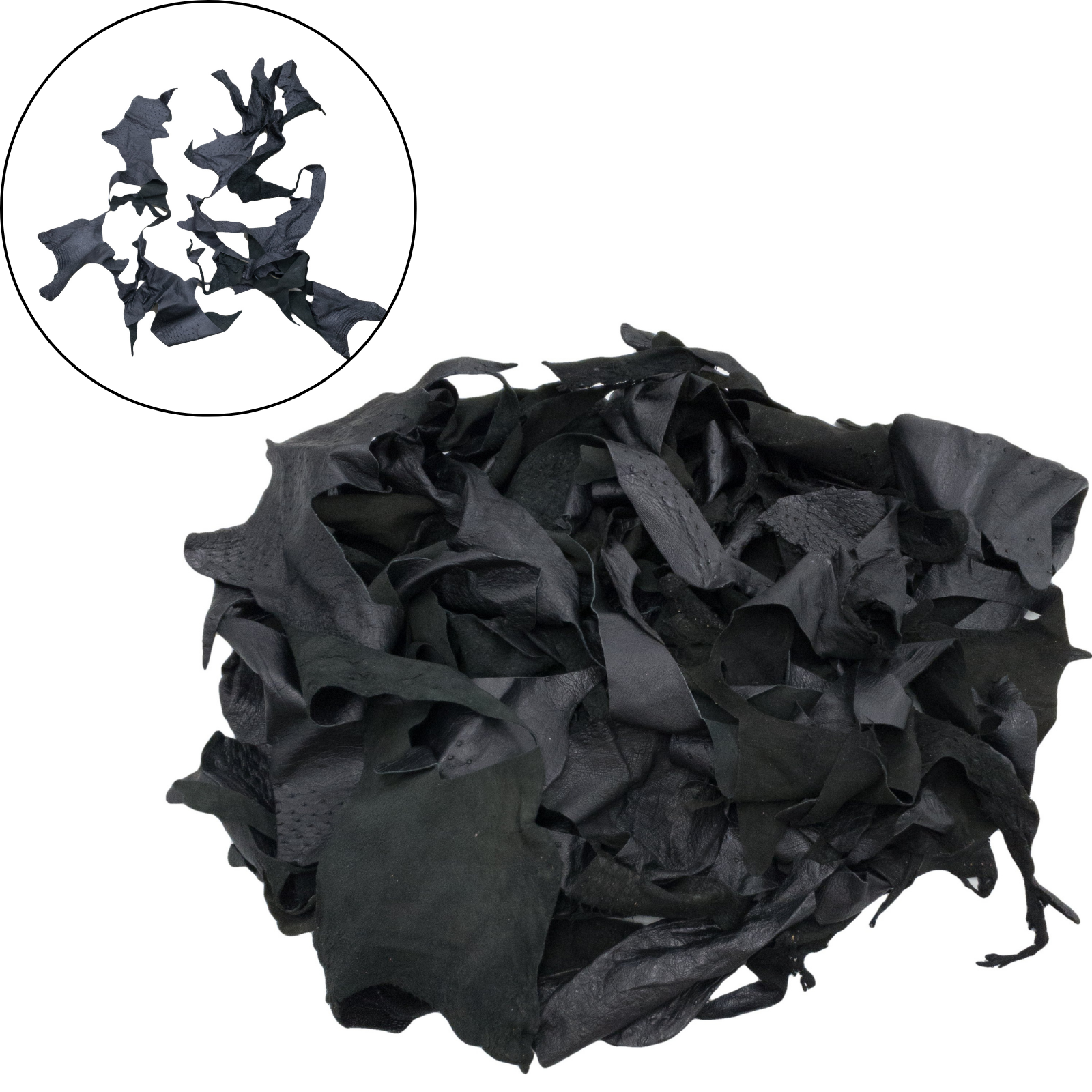 IN STORE: CYBER MONDAY EXOTIC SCRAP 3LB GRAB BAGS, Black Ostrich | The Leather Guy
