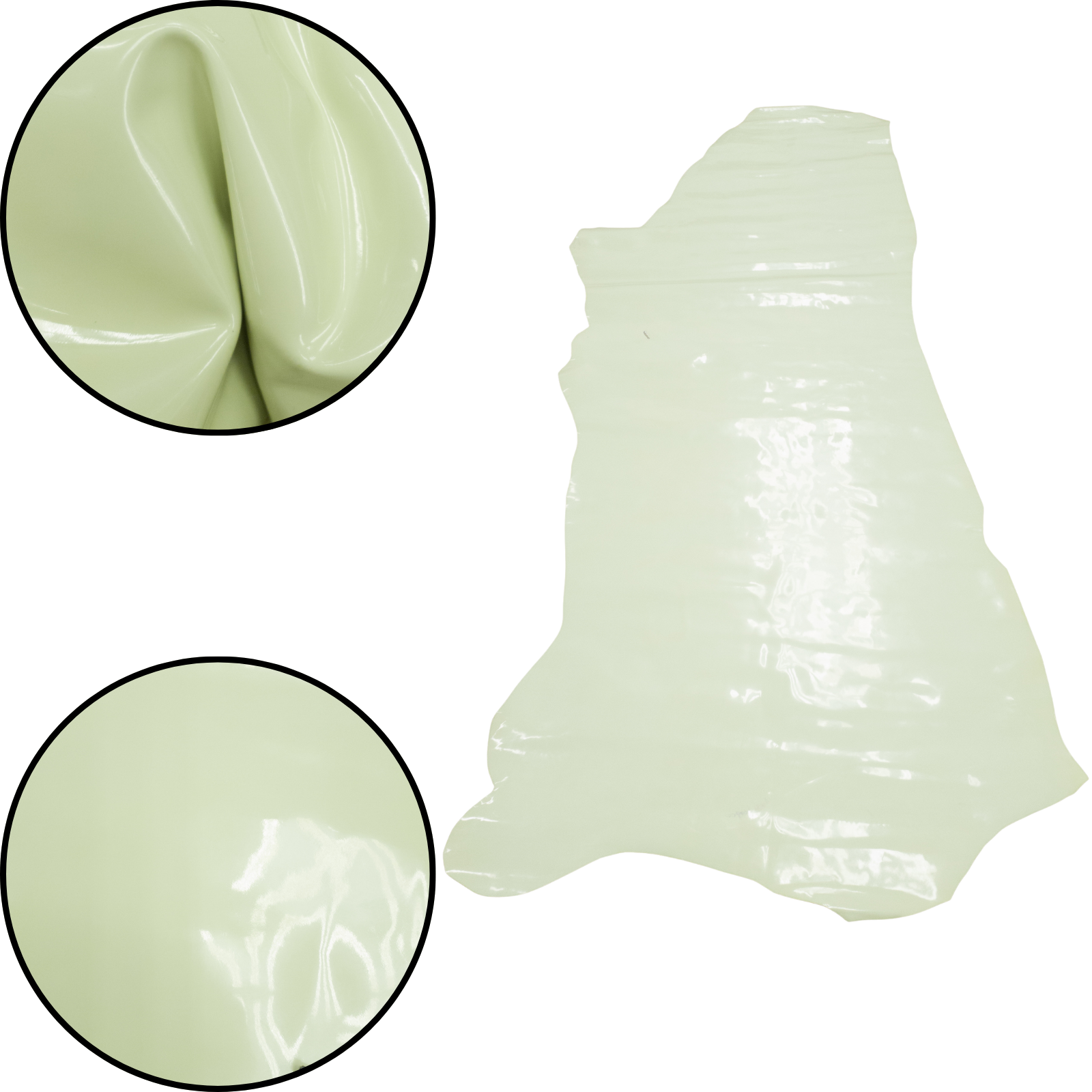 Solid Colors, Patent Cow Handbag Leather, Sides and Project Pieces, Pastel Green / Side / 18-20 Sq Ft | The Leather Guy