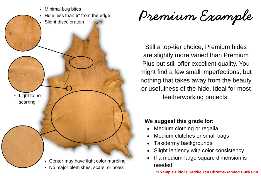 White, 3-5 oz, 5-16 SF, Colorado Buckskin Deer Hides, | The Leather Guy