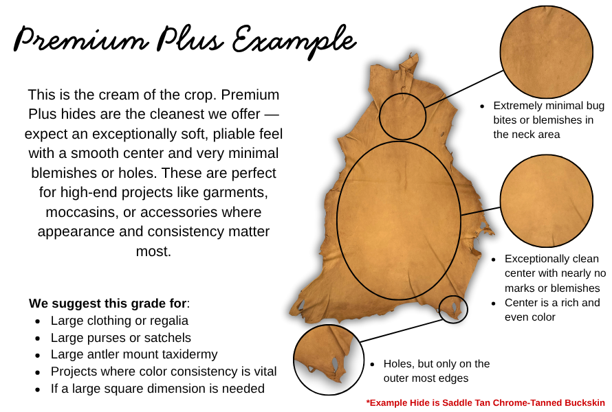 White, 3-5 oz, 5-16 SF, Colorado Buckskin Deer Hides, | The Leather Guy