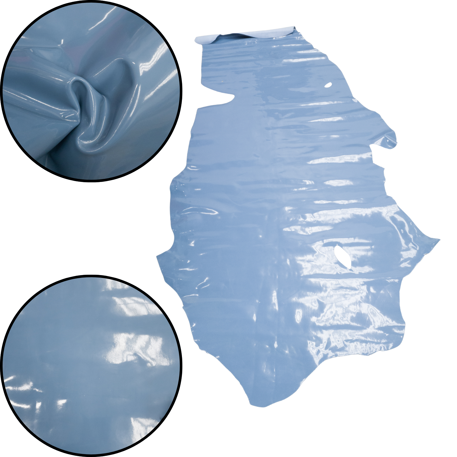 Solid Colors, Patent Cow Handbag Leather, Sides and Project Pieces, Quiet Blue-Gray / Side / 21-23 Sq Ft | The Leather Guy