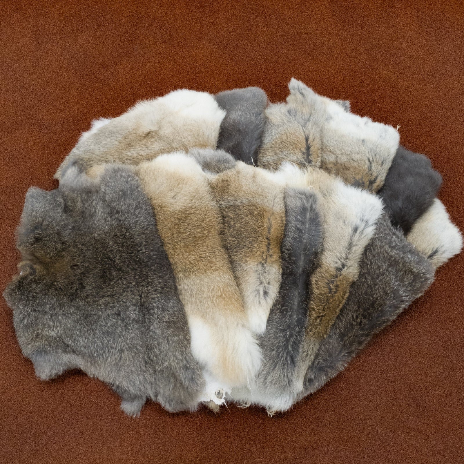 Soft Rabbit Fur Pelts - Packs & Singles, Natural Earth Tone / 12 | The Leather Guy