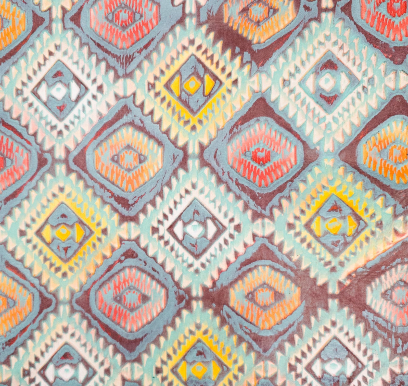 Southwest Aztec Embossed Leather Sheets – Genuine Cowhide for Handbags, Wallets & DIY Crafts, Rainbow Diamond / 4x6 | The Leather Guy