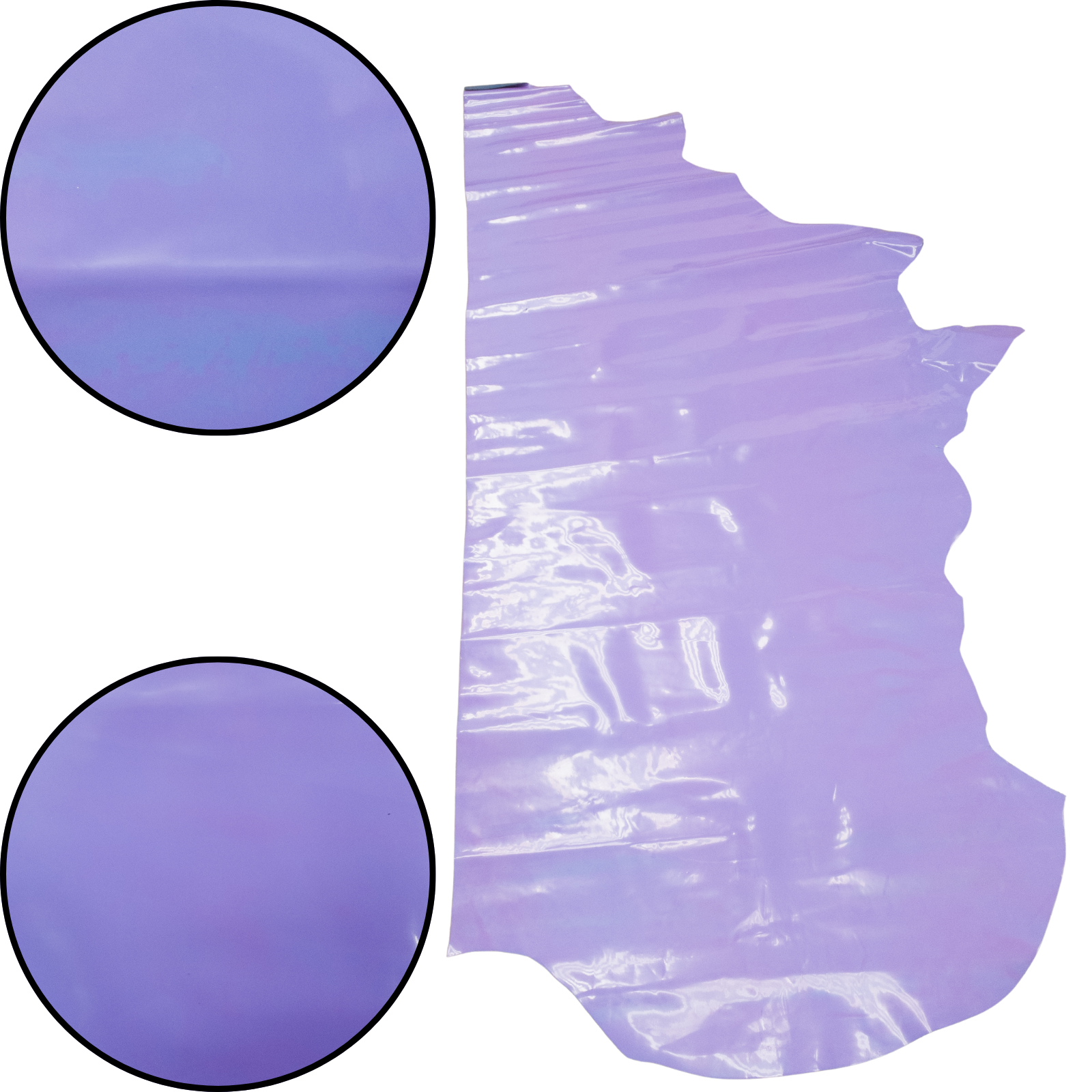 Solid Colors, Patent Cow Handbag Leather, Sides and Project Pieces, Randy Blue-Pur / Side / 15-17 Sq Ft | The Leather Guy