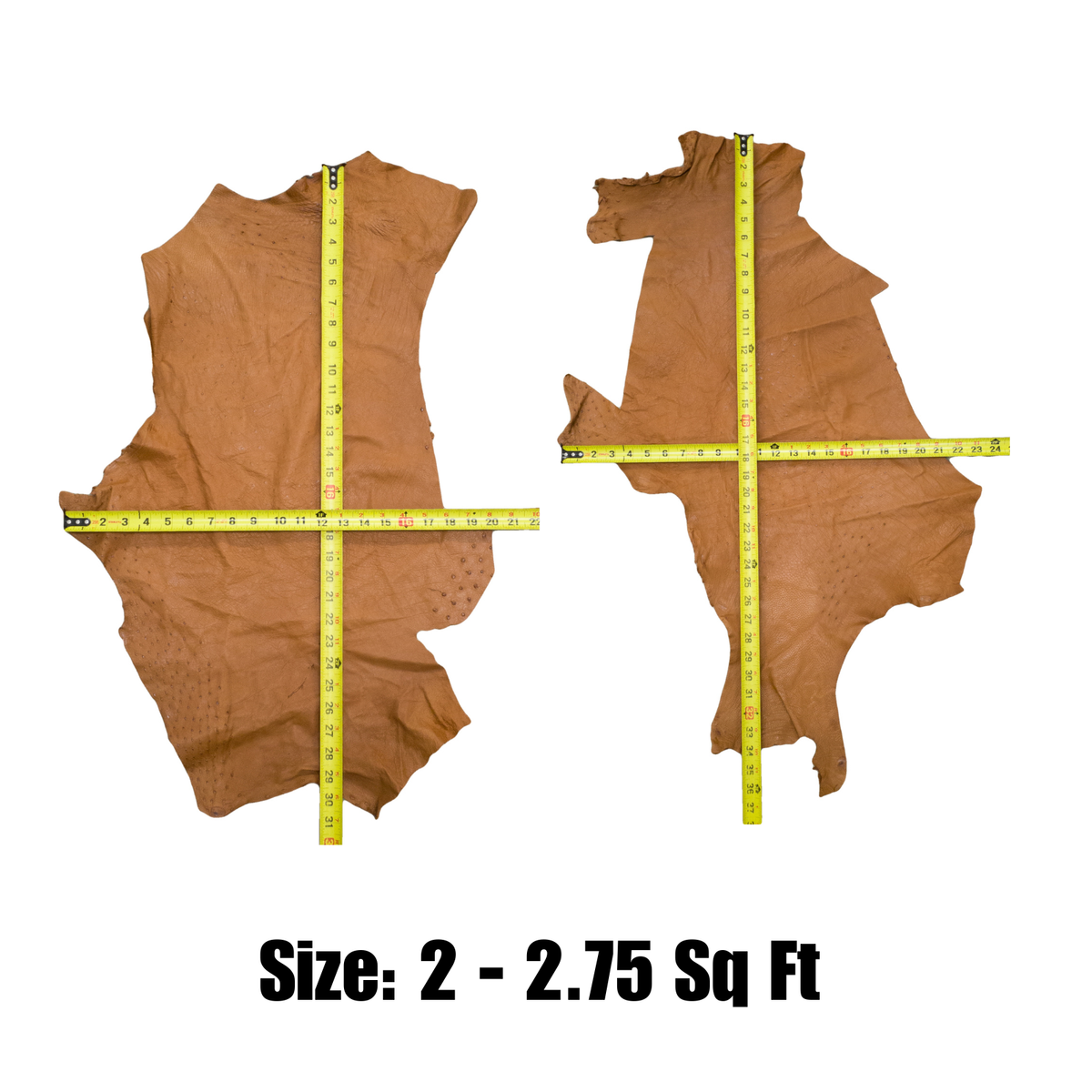 Genuine Ostrich, 0.5-2 Sq Ft, Project Pieces, Autumn Whiskey / Large | The Leather Guy